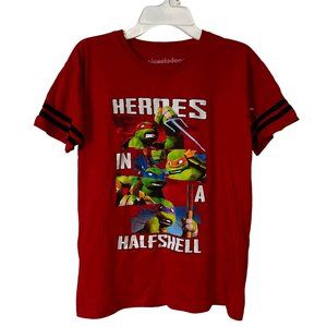 NEW Nickelodeon Ninjas Turtles T Shirt Heros In A Half Shell Red Graphic